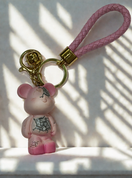 pink teddy bear keychain 3d kawaii accessories cute keychain gift for girls india