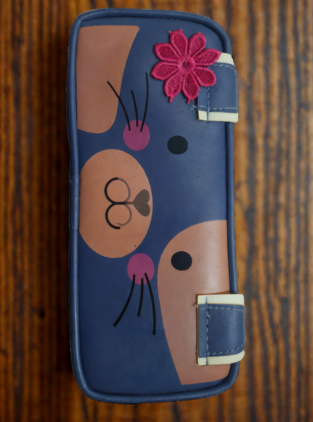 Cute cat zipper pencil pouch for girls, kawaii stationery case