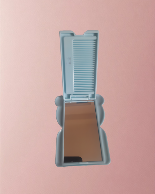 Foldable Mirror with Comb – Compact Kawaii Travel Mirror for Glam
