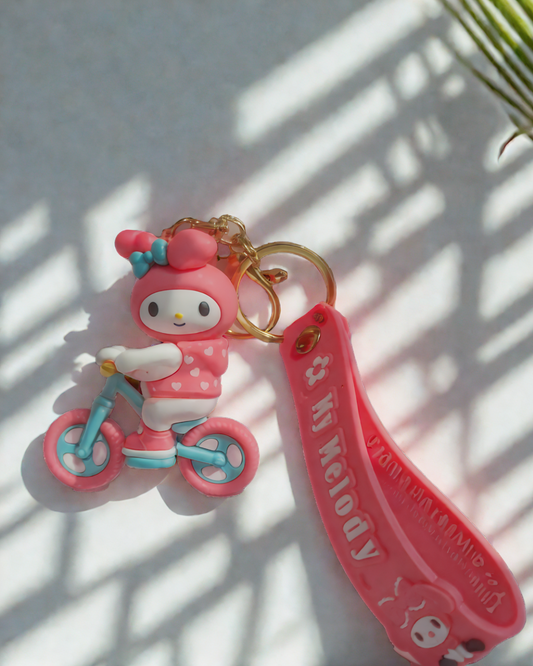 Kuromi Cycling 3D Keychain – Cute Pink Sanrio Bag Charm for Sanrio Fans in India