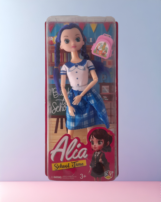 Alia back to school doll in cute school outfit – perfect doll for girls’ study time, playtime, and collection, available online in India.