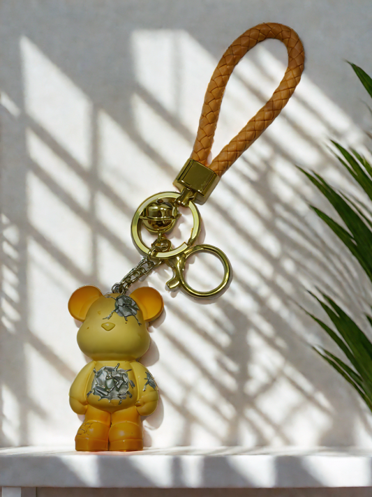 yellow teddy bear keychain 3d kawaii accessories cute keychain gift for girls india