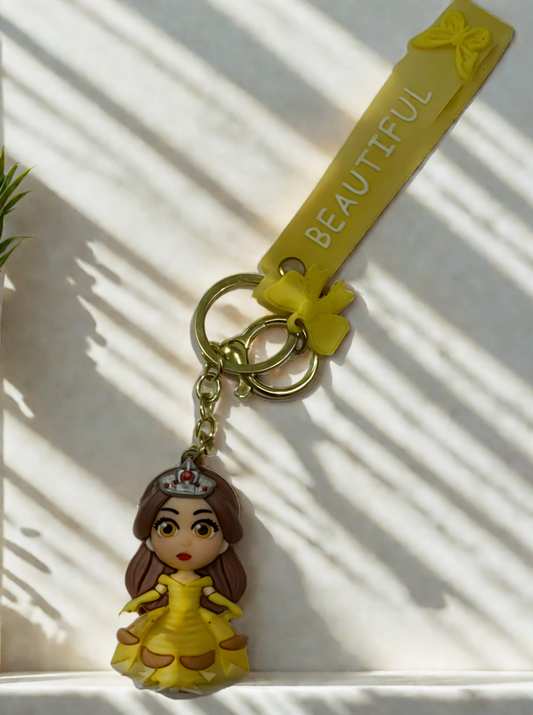belle keychain disney princess 3d beauty and the beast keychain bag charm fancy disney merch india