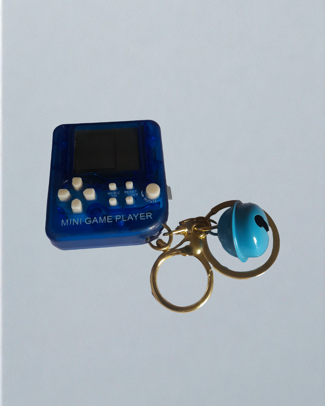 Blue Retro mini game console keychain gaming accessory for kids