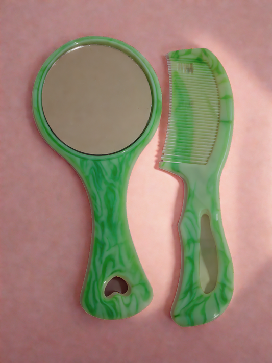 Compact comb and mirror combo set for girls and women – portable, stylish grooming kit for travel and daily use
