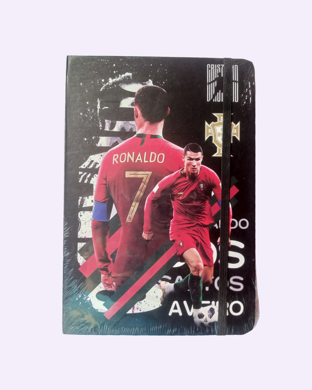 A5 football diary with elastic strap featuring Cristiano Ronaldo print.