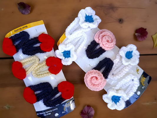 Handmade soft stitches crochet hair clip in multicolor – cute hair accessory for girls