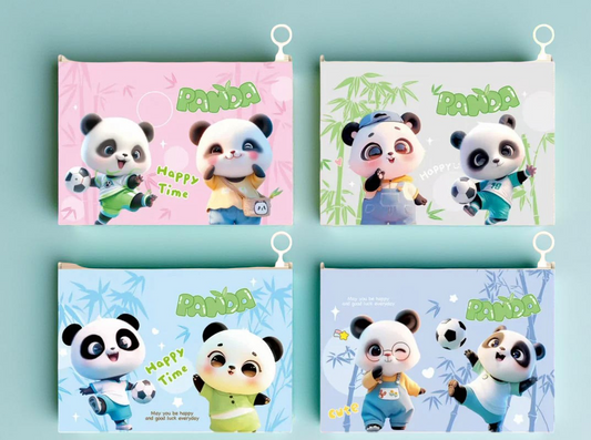 Cute Panda A4 Zipper File Folder – Kawaii Stationery for School & Office available online in India