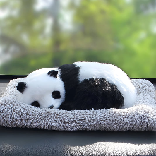 Cute sleeping panda showpiece for home or car dashboard decor with soft fur – ideal and trending gift item in India