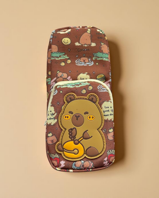 adorable baby bear pencil pouch with 3D design, compartments for girls – school or office