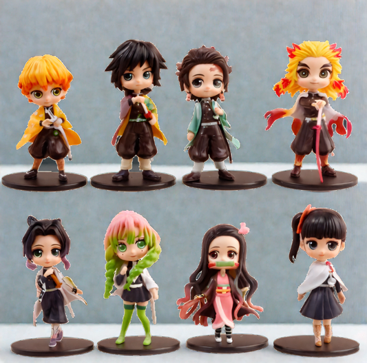 Set of 8 Demon Slayer Anime Action Figures – Kimetsu no Yaiba PVC Collectibles for Otakus, Boys, Girls & Display