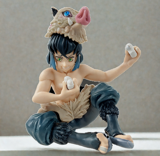 Inosuke Hashibira Demon Slayer action figure sitting pose limited edition  under Rs. 500 for Demon Slayer and Anime Fans.