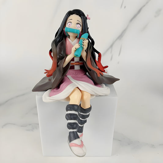 Nezuko Kamado sitting pose action figure – Demon Slayer mini collectible for anime fans, great for desks, gifts, and collectors.