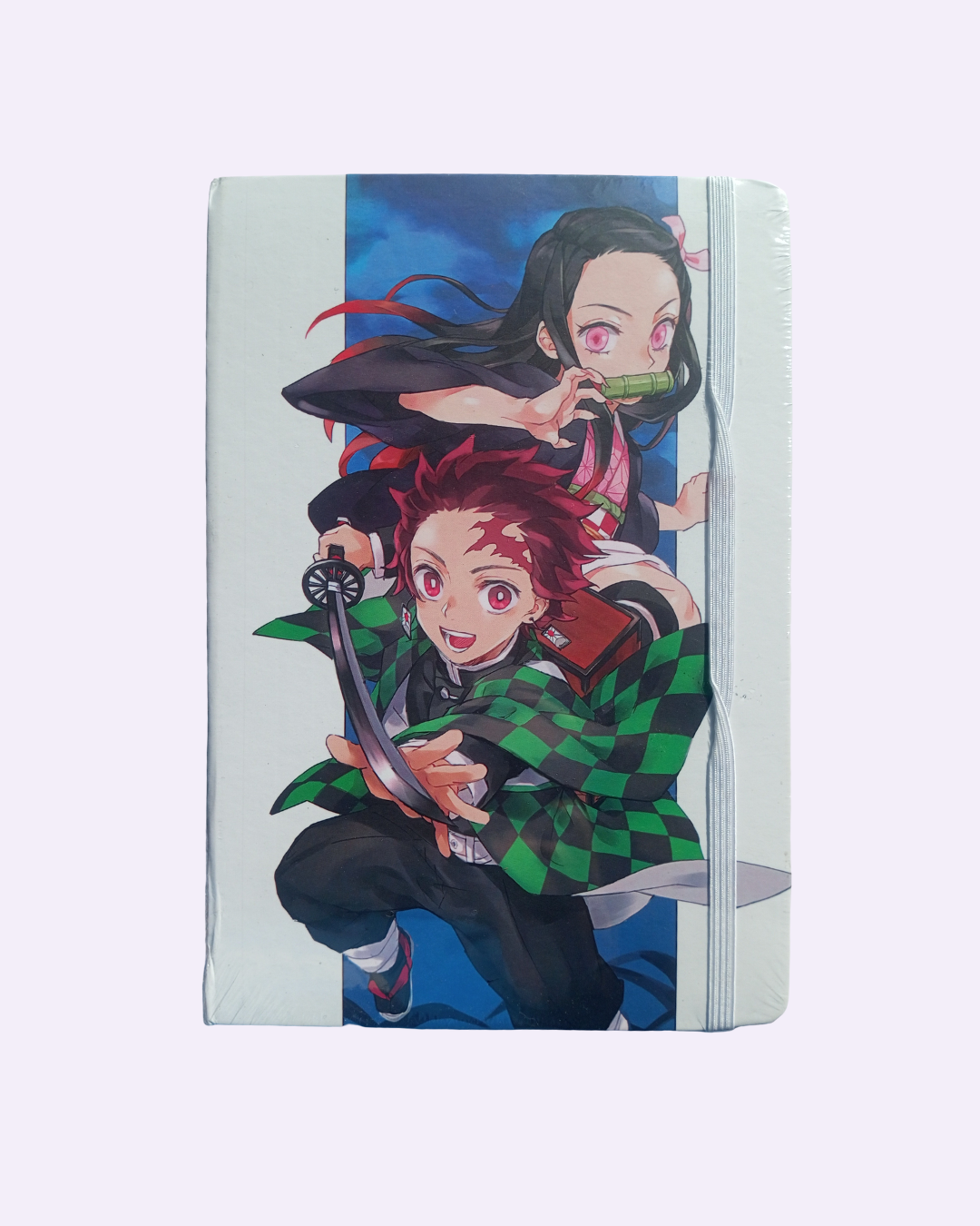 Demon Slayer A5 hardbound diary with Tanjiro and Nezuko print and elastic strap