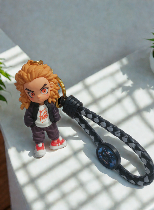 Rengoku Kyojuro 3D Rubber Keychain – Demon Slayer Anime Keyring fo Anime Fans in India