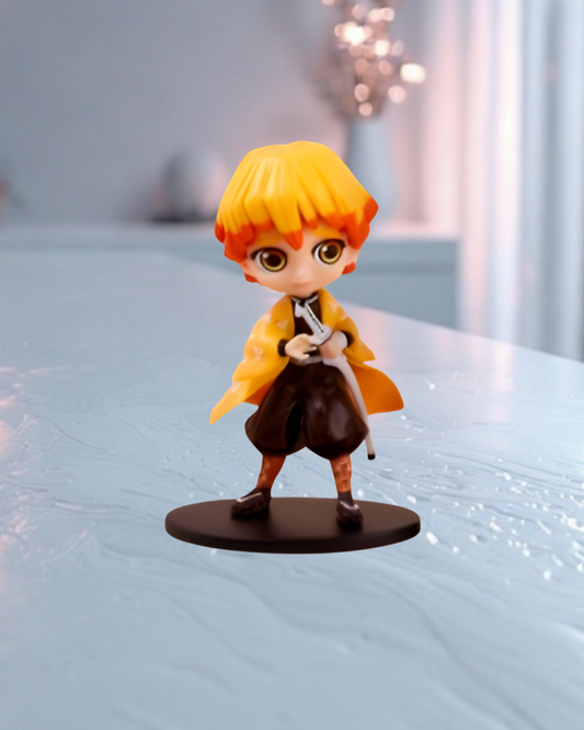 Zenitsu Demon Slayer Mini Anime Action Figure – PVC Collectible for Car Dashboard, Desk & Gifting for Anime Fans