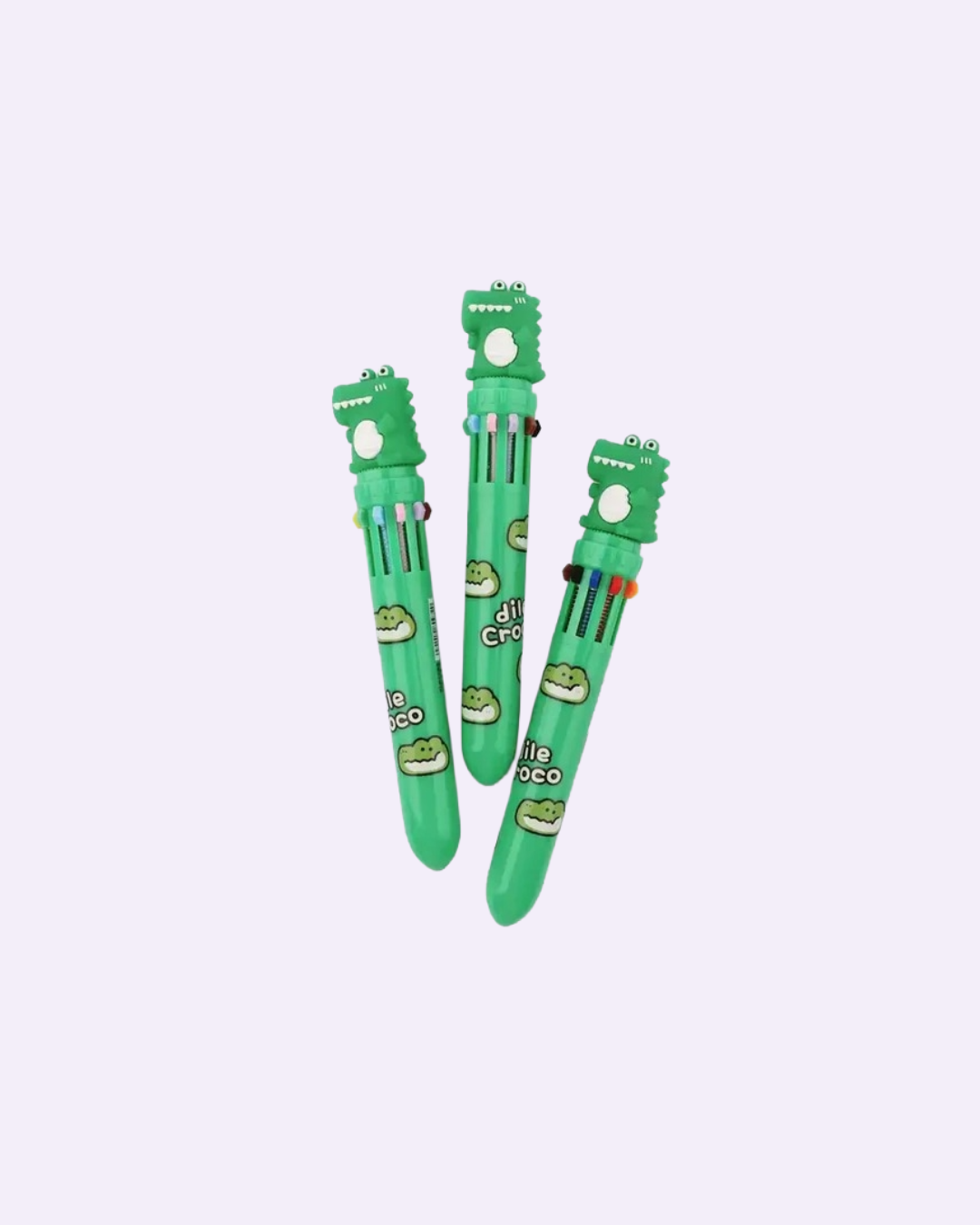 Cute Dino 10-in-1 multicolor retractable refill pen with colorful ink options for kids and students.