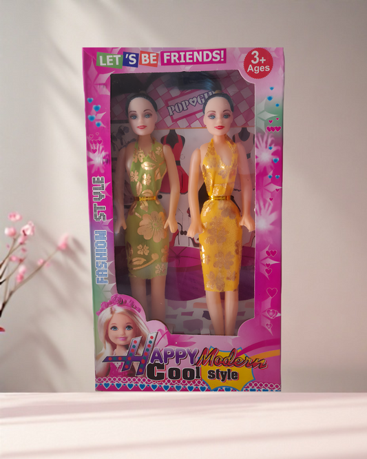 Adorable 2-doll pack with fashion outfits—perfect for girls who love dress-up, playdates & friendship fun. Great quality dolls online in India.