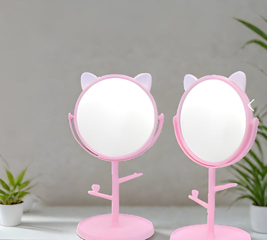 Kitty Shaped Rotating Vanity Mirror – Hello Kitty Table Mirror for Girls, Cute Kawaii Beauty Accessory