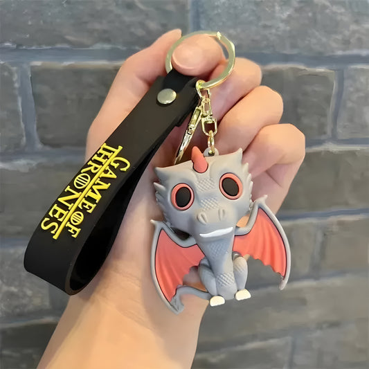 Game of Thrones Silver Dragon Keychain – 3D GOT Keyring & Bag Charm for GOT fandom in India
