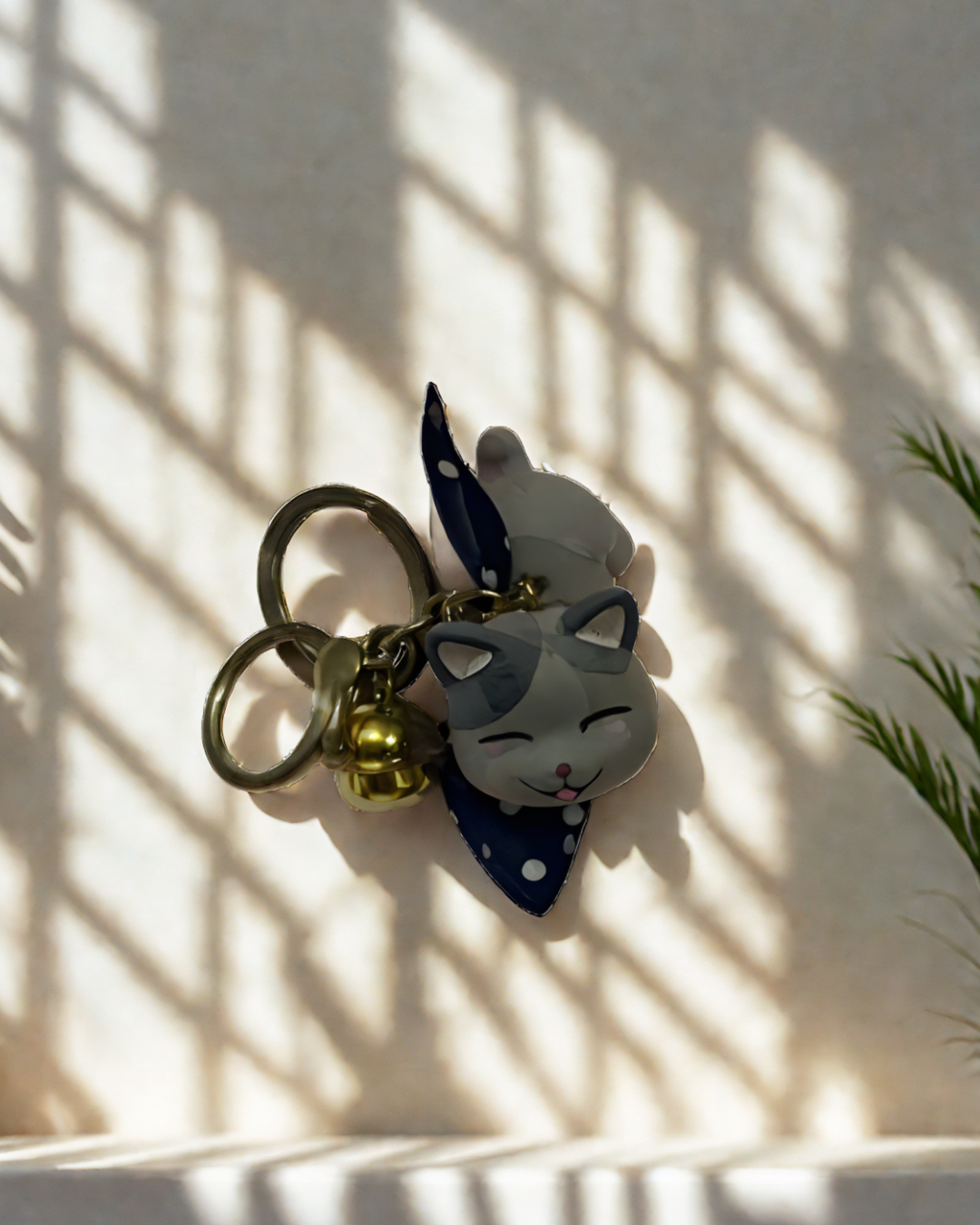 Cute 3D cat keychain with bell – kawaii pastel keychain and bagcharm for girls, cute accessories India