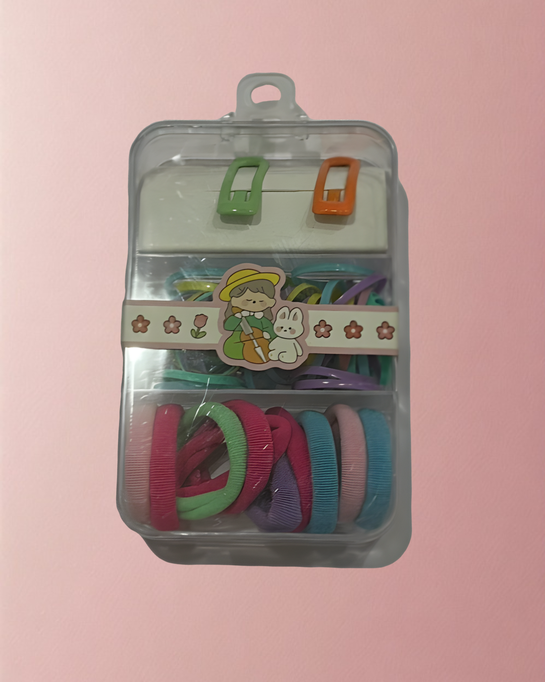 Kids hair ties and clips set in colorful storage box – cute accessories India