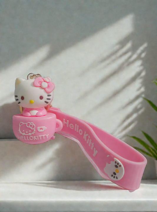 Hello Kitty Cup-Themed 3D Keychain – Cute Sanrio Rubber Charm for Kawaii fans in India