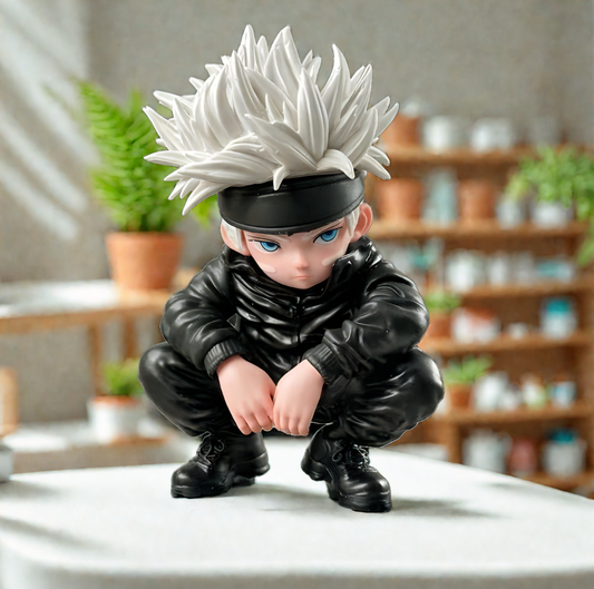 Shop Gojo Satoru Stylish Crouching Pose Figure – premium Jujutsu Kaisen anime collectible for otaku fans at the best price online in India.
