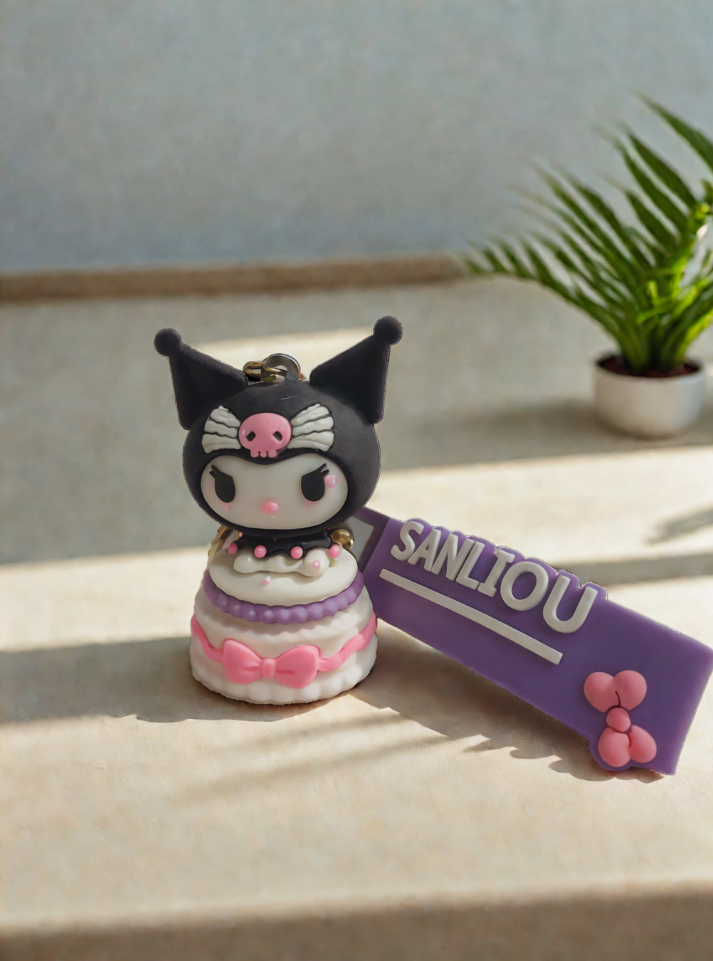 Kuromi 3D Cake Keychain – Cute Sanrio Bag Charm for Girls & Fans in India