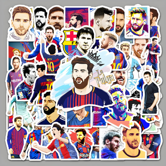 Lionel Messi sticker pack of 50 reusable waterproof vinyl football star stickers for football fans in India