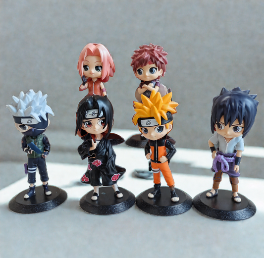 Set of 6 Naruto anime mini action figures including Naruto Uzumaki, Sasuke, Itachi, Gaara, Kakashi & Sakura – anime collectibles India