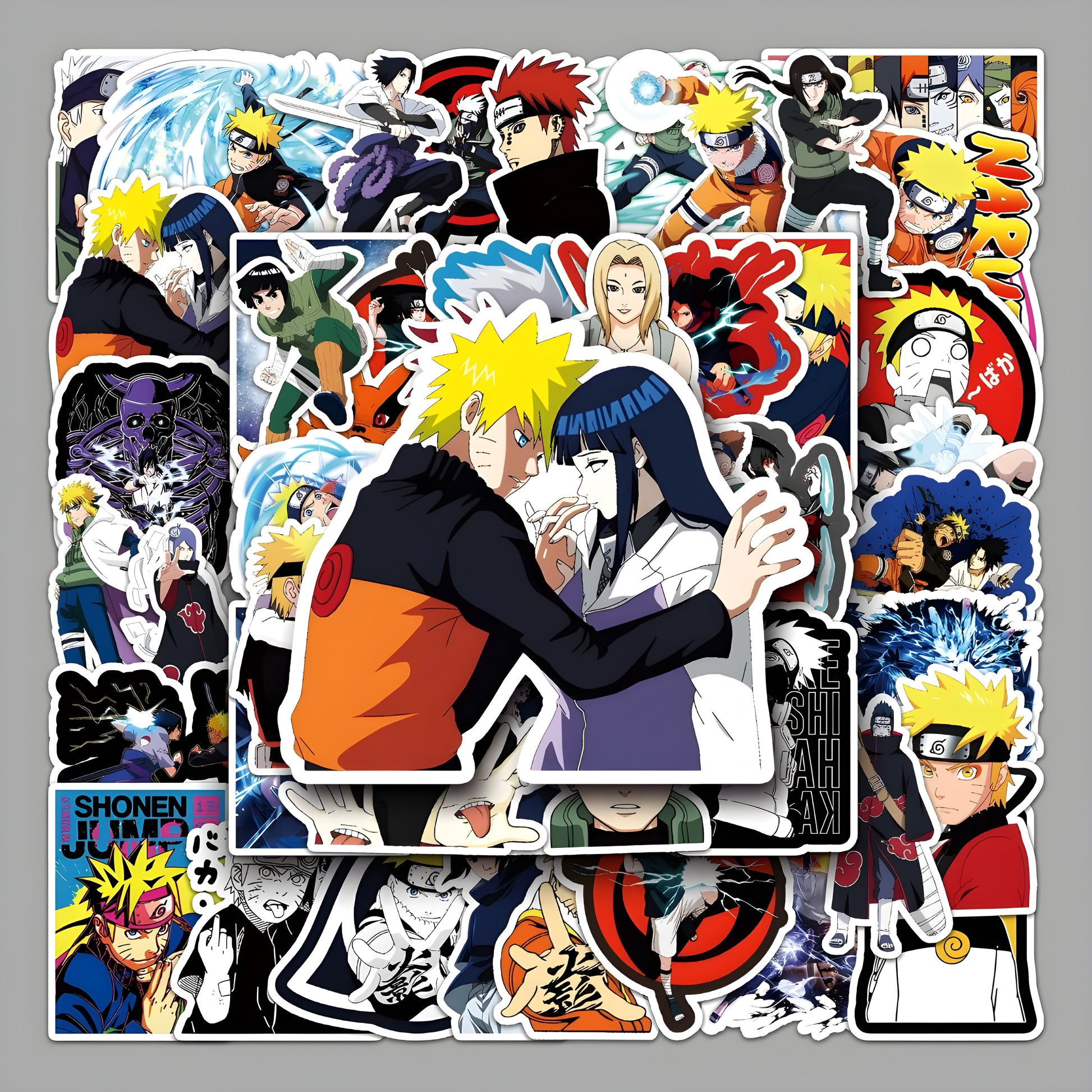 Naruto anime stickers pack of 50 waterproof reusable vinyl stickers for laptop, phone, notebook, water bottle, and otaku anime merch India.
