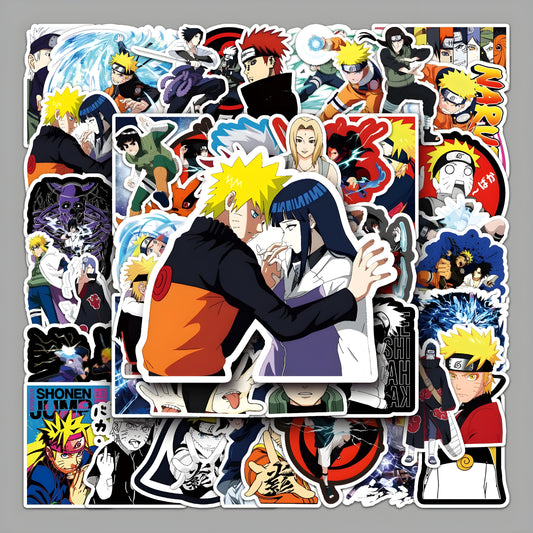 Naruto anime stickers pack of 50 waterproof reusable vinyl stickers for laptop, phone, notebook, water bottle, and otaku anime merch India.
