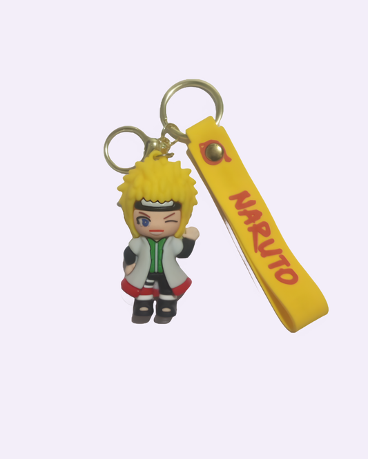 Minato Namikaze 3D Rubber Keychain Naruto Shippuden Fourth Hokage Yellow Flash Anime Keyring