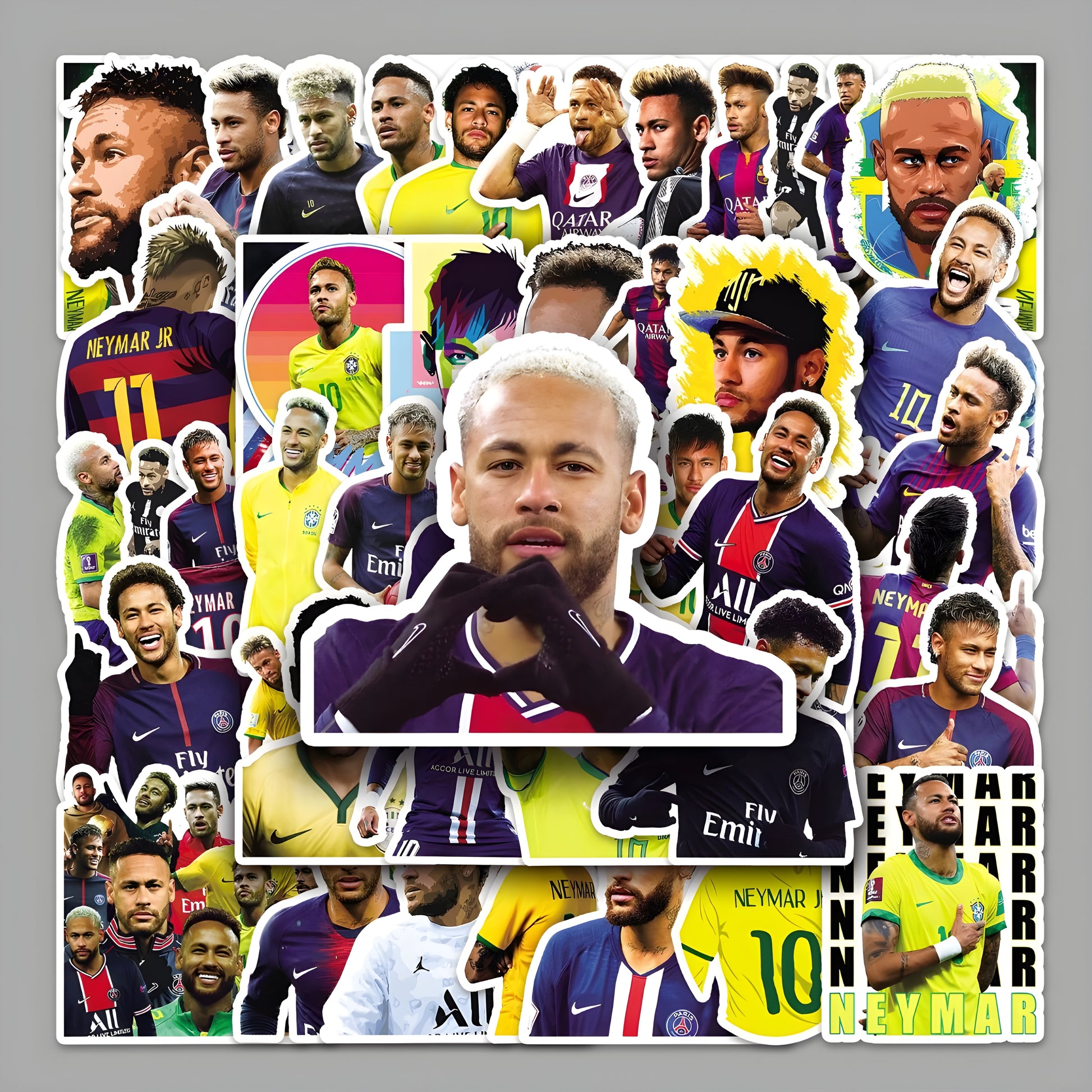 Neymar Jr sticker pack of 50 waterproof reusable vinyl football stickers