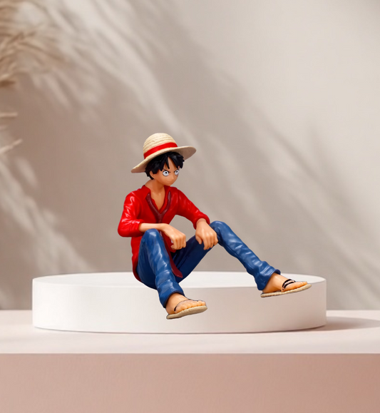 One Piece Monkey D. Luffy Sitting Action Figure (Red) – PVC anime collectible toy for otaku fans, desk décor, home décor & gifts online in India