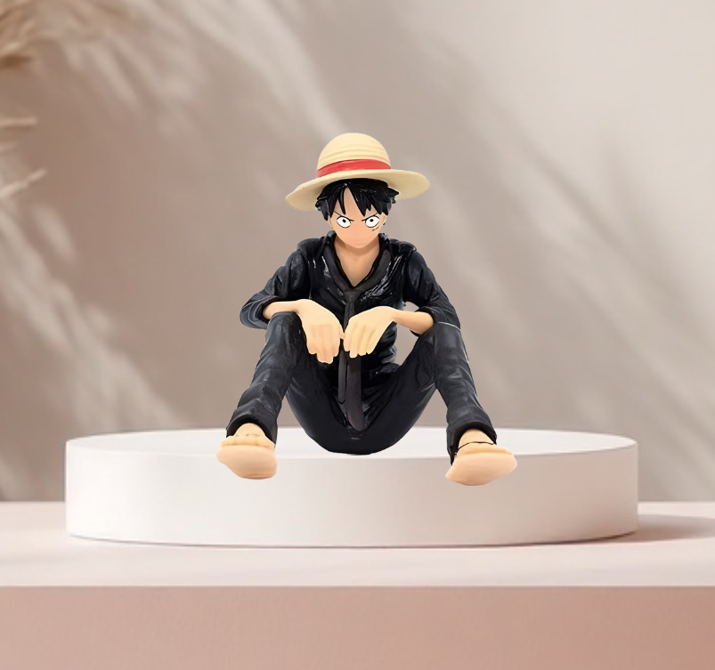 One Piece Monkey D. Luffy Sitting Action Figure(Black) – PVC anime collectible toy for otaku fans, desk décor, home décor & gifts online in India