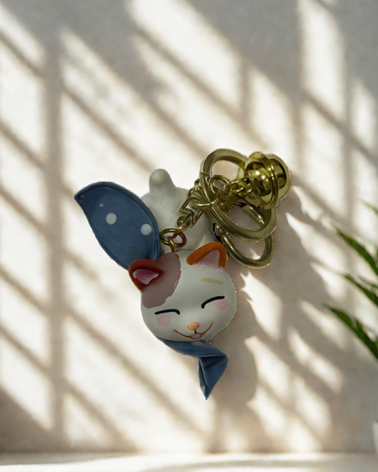 Cute 3D cat keychain with bell – kawaii pastel keychain and bagcharm for girls, cute accessories India