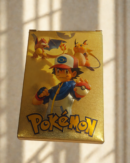 Golden Pokémon card set with 55 foil cards including VMAX, GX, EX, V-Star – collectible toy cards for kids & fans in India.