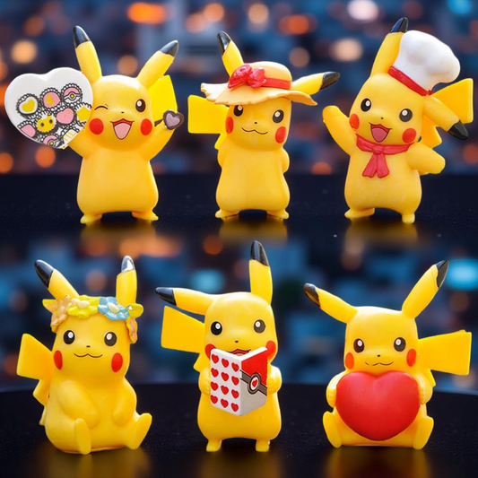 Pikachu Heart Action Figure – Pokémon collectible figurines in heart-themed poses, kawaii desk décor toys for anime fans in India
