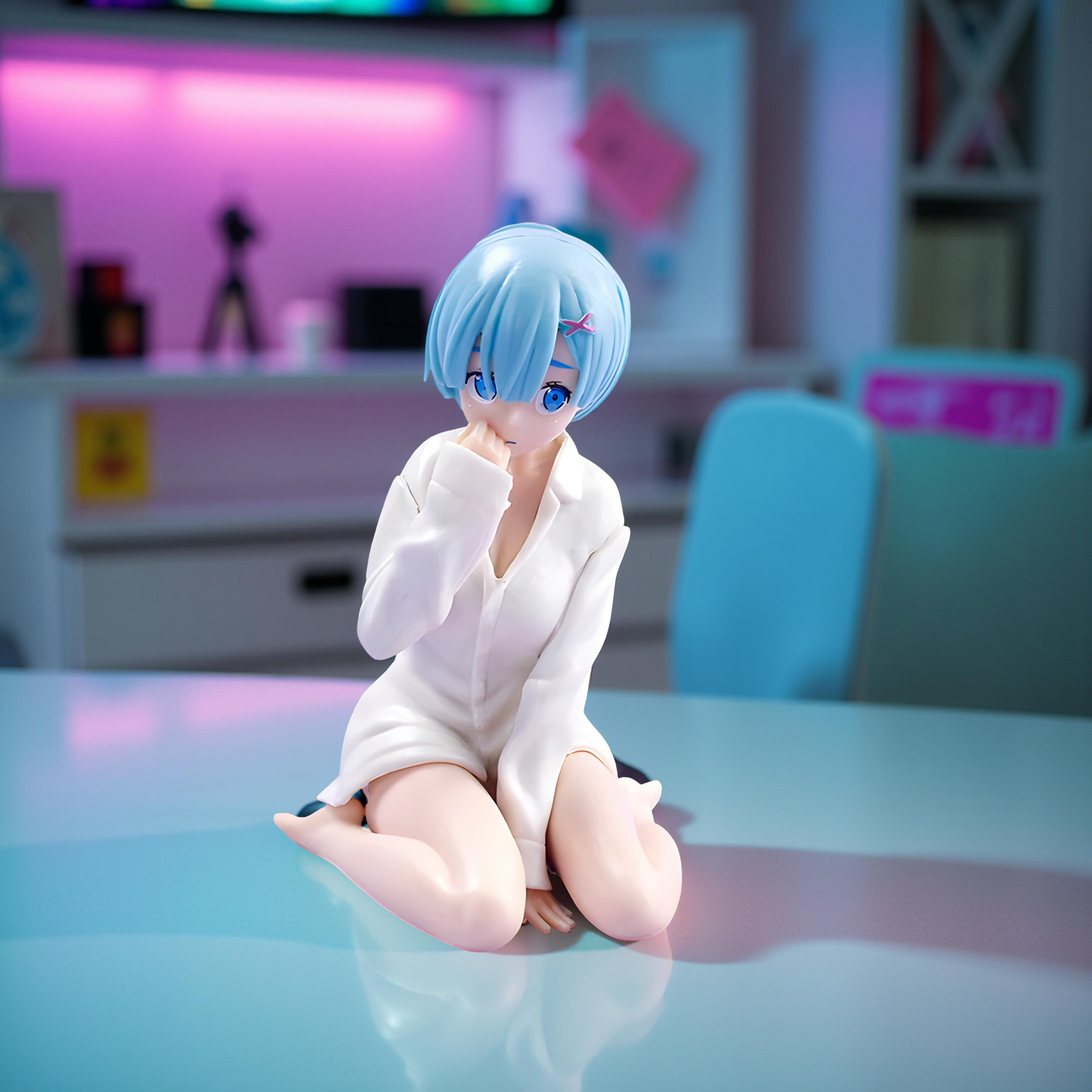 Rem Re:Zero Sitting Action Figure – Cute Anime Girl Collectible Figurine for Re:Zero Fans