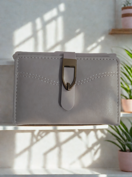 Grey minimal women’s wallet – stylish slim wallet for girls and women, artificial leather, perfect for daily use, online in India