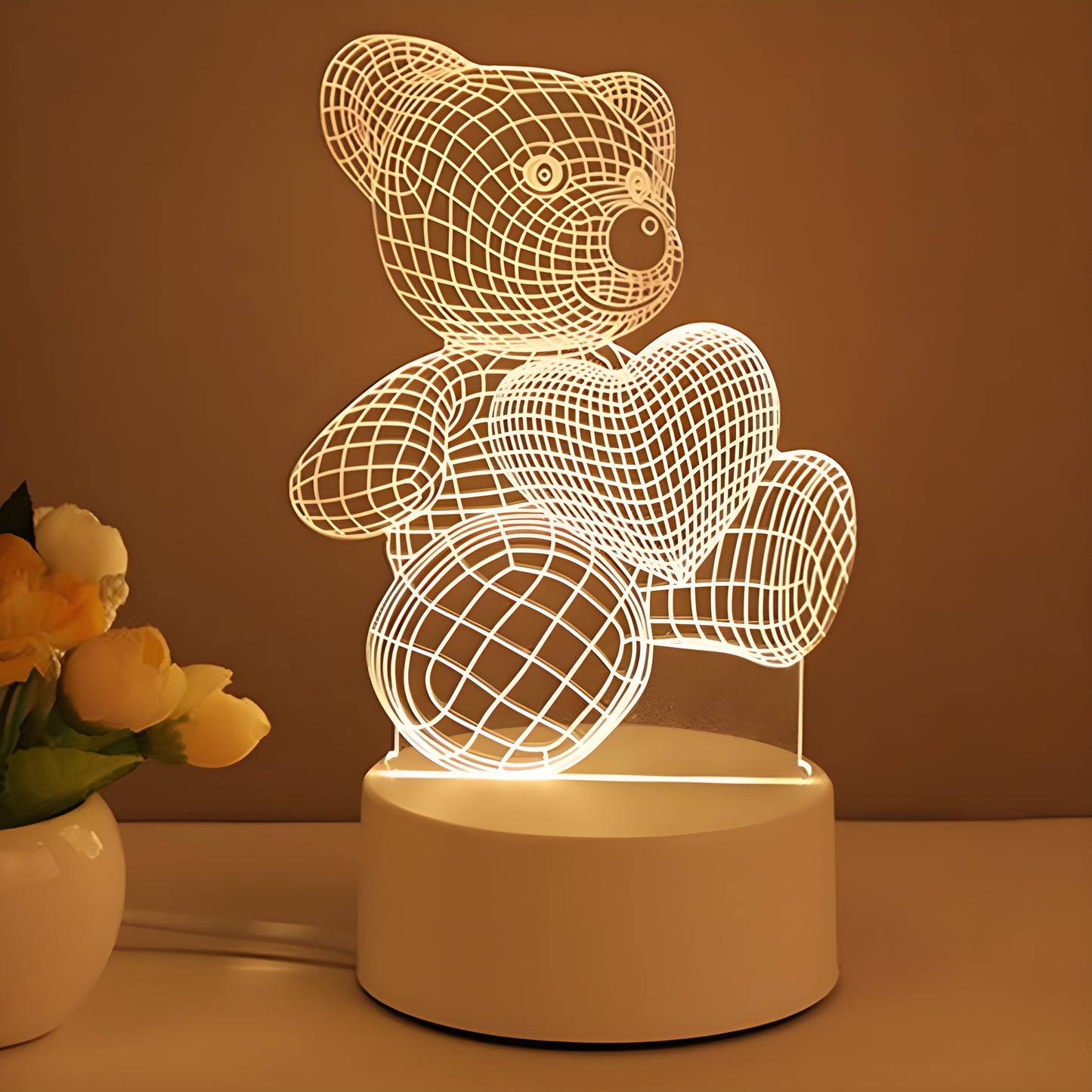 teddy 3d acrylic lamp cute kawaii night light for desk decor and birthday gifts