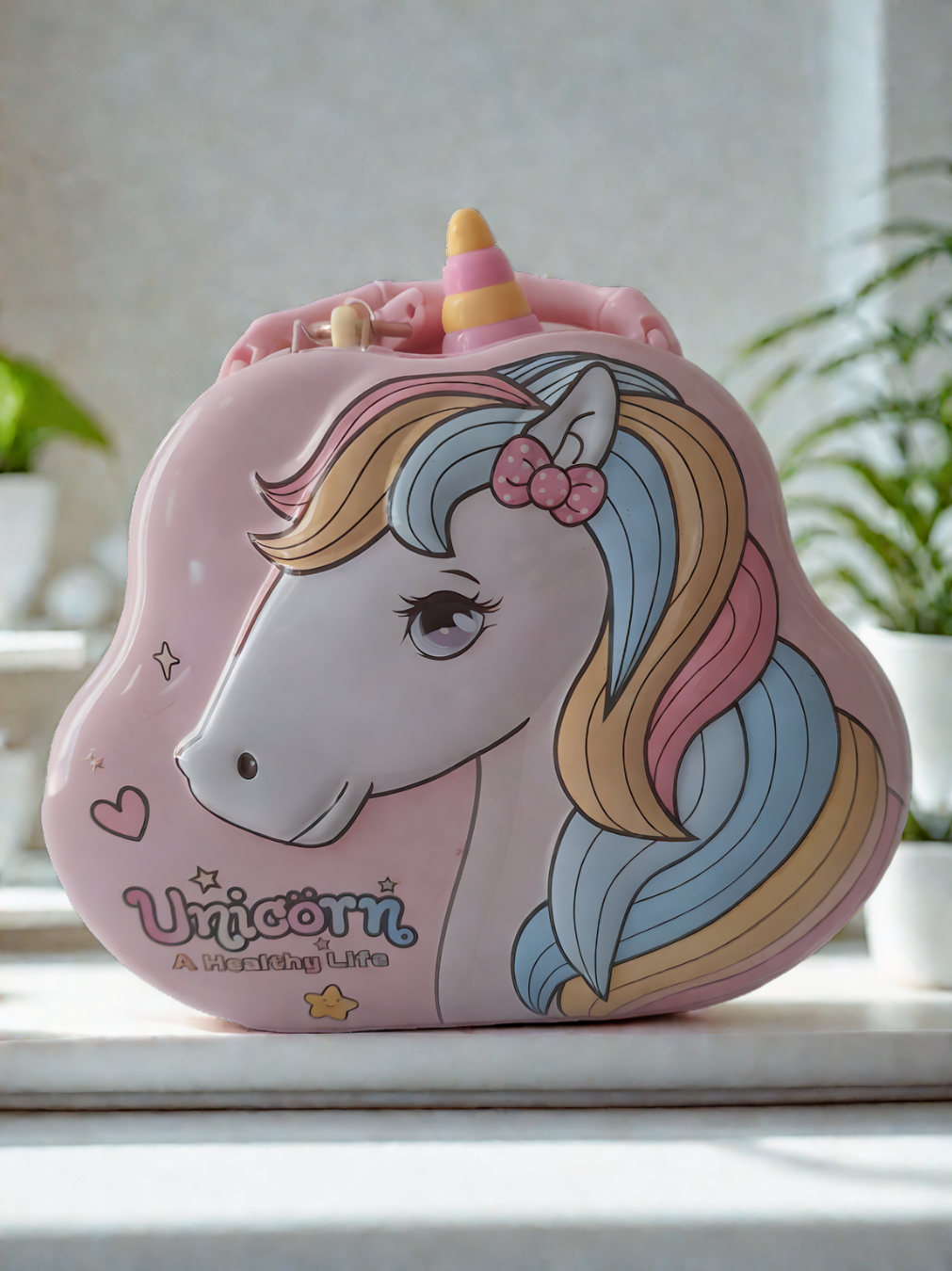 Unicorn piggy bank for kids – colorful 3D coin box with lock and key, perfect for saving money and home décor