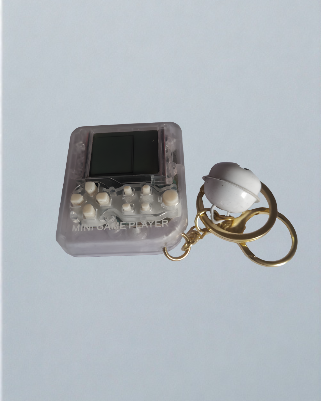 White Retro mini game console keychain gaming accessory for kids